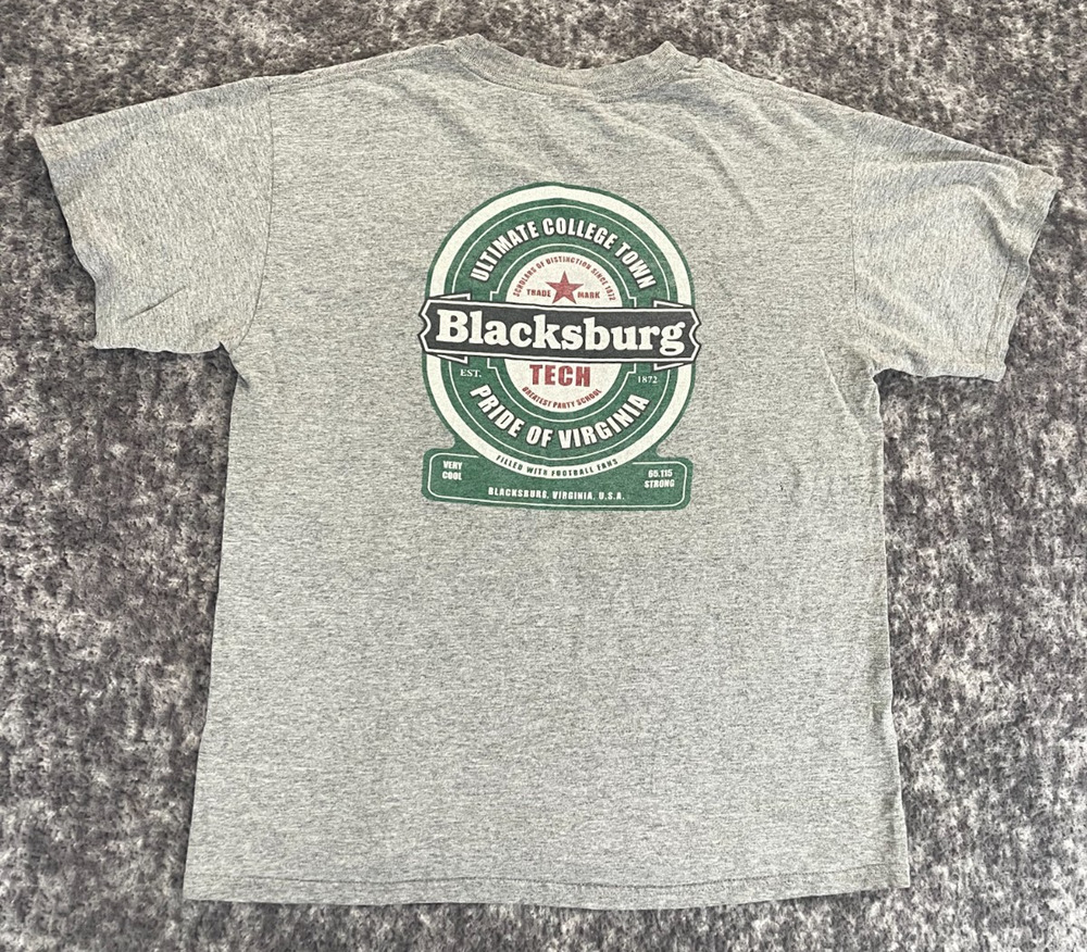 Virginia Tech University Blacksburg Virginia Men's Medium Gray Short Sleeve Tee